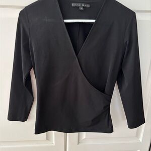Jenne Maag‎ Black faux wrap top size medium.